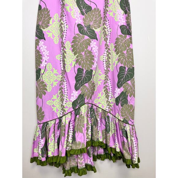T&L MUUMUU FACTORY Purple Tropical Ruffle MuuMuu Dress Size L 11/12 - Picture 10 of 16